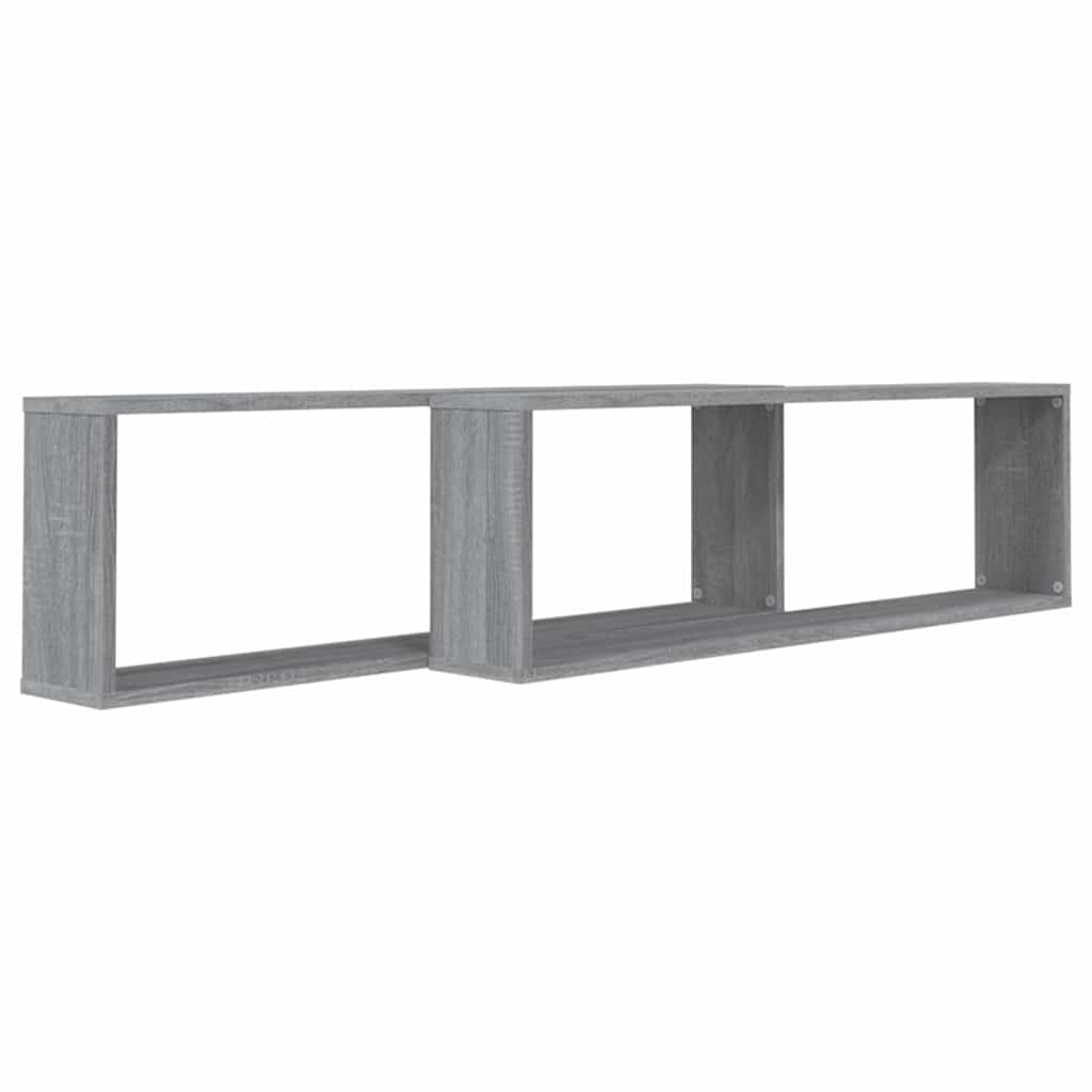 Seina kuubikriiulid 2, hall Sonoma tamm, 100x15x30 cm tehispuit