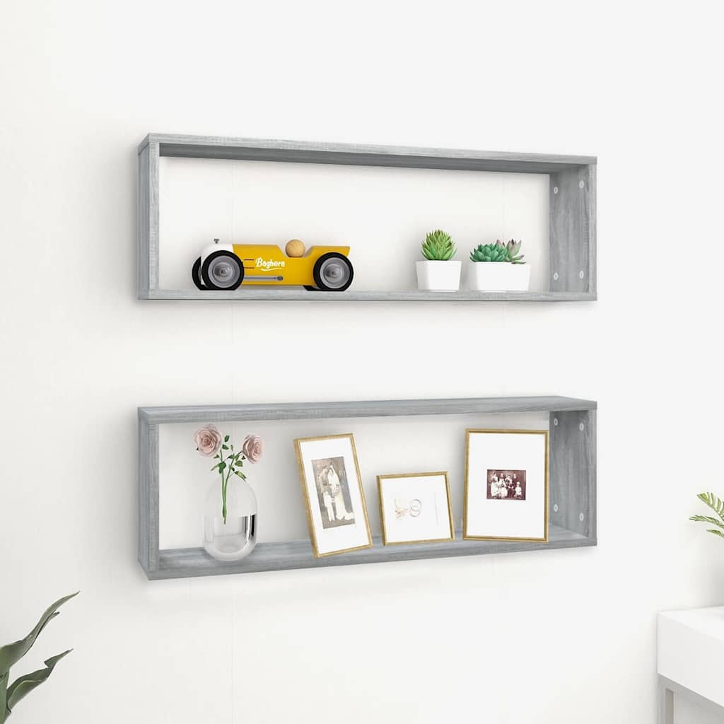 Seina kuubikriiulid 2 tk, hall Sonoma, 880x15x26,5cm, tehispuit