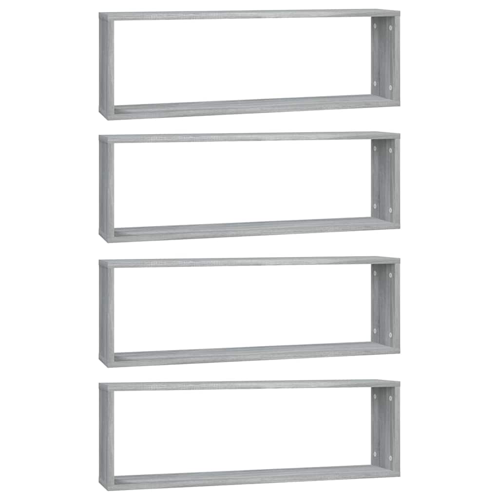 Seina kuubikriiulid 4 tk, hall Sonoma, 80x15x26,5 cm, tehispuit