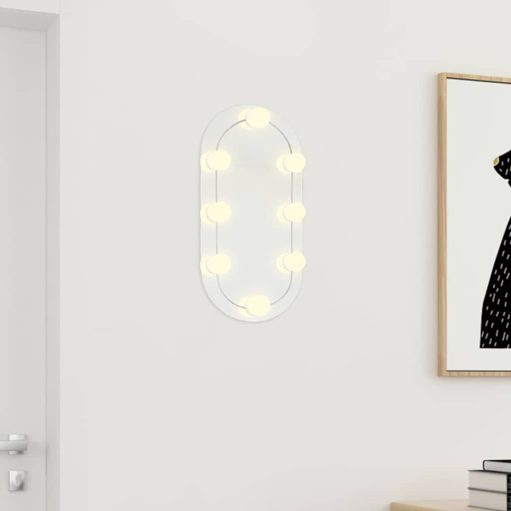 Peegel LED-tuledega 40x20 cm, klaas, ovaalne
