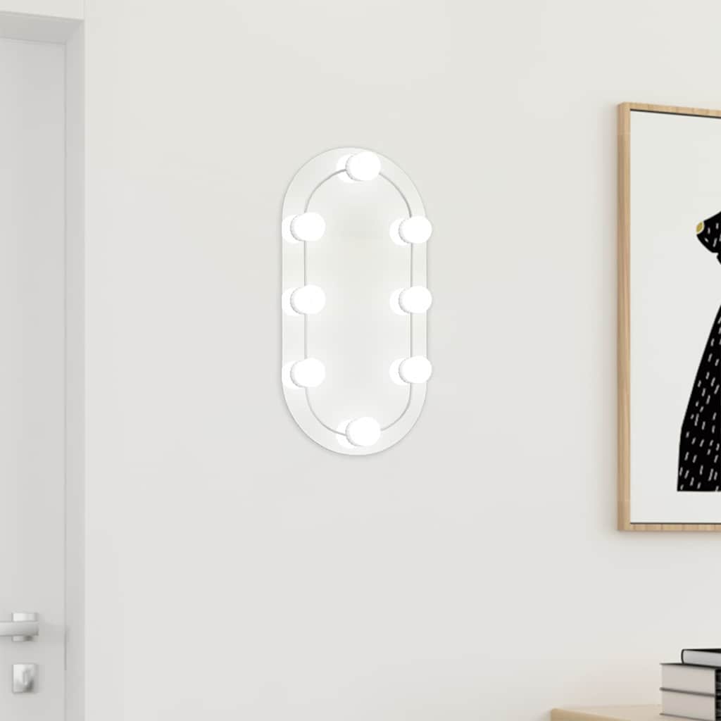 Peegel LED-tuledega 40x20 cm, klaas, ovaalne