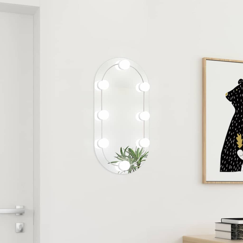 Peegel LED-tuledega 60x30 cm, klaas, ovaalne