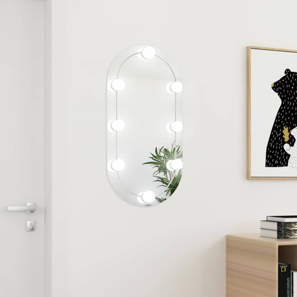 Peegel LED-tuledega 80x40 cm, klaas, ovaalne