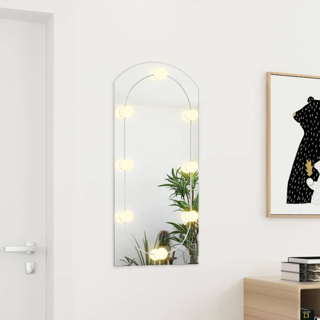 Peegel LED-tuledega 90x45 cm, klaas, kaarega