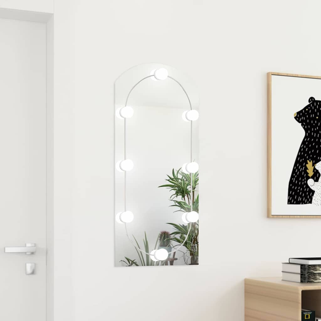 Peegel LED-tuledega 90x45 cm, klaas, kaarega
