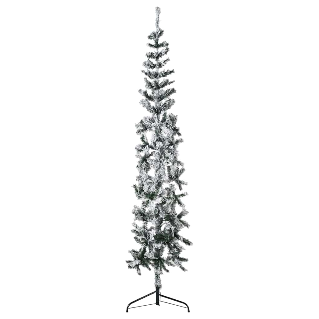 Kitsas poolik kunstkuusk lumiste okstega, 210 cm