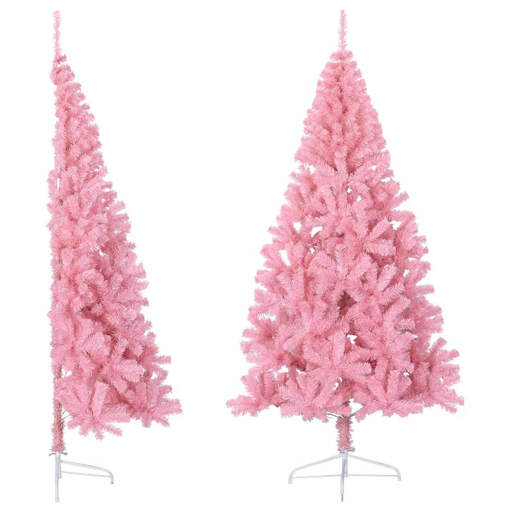 Poolik kunstkuusk alusega, roosa, 210 cm, PVC