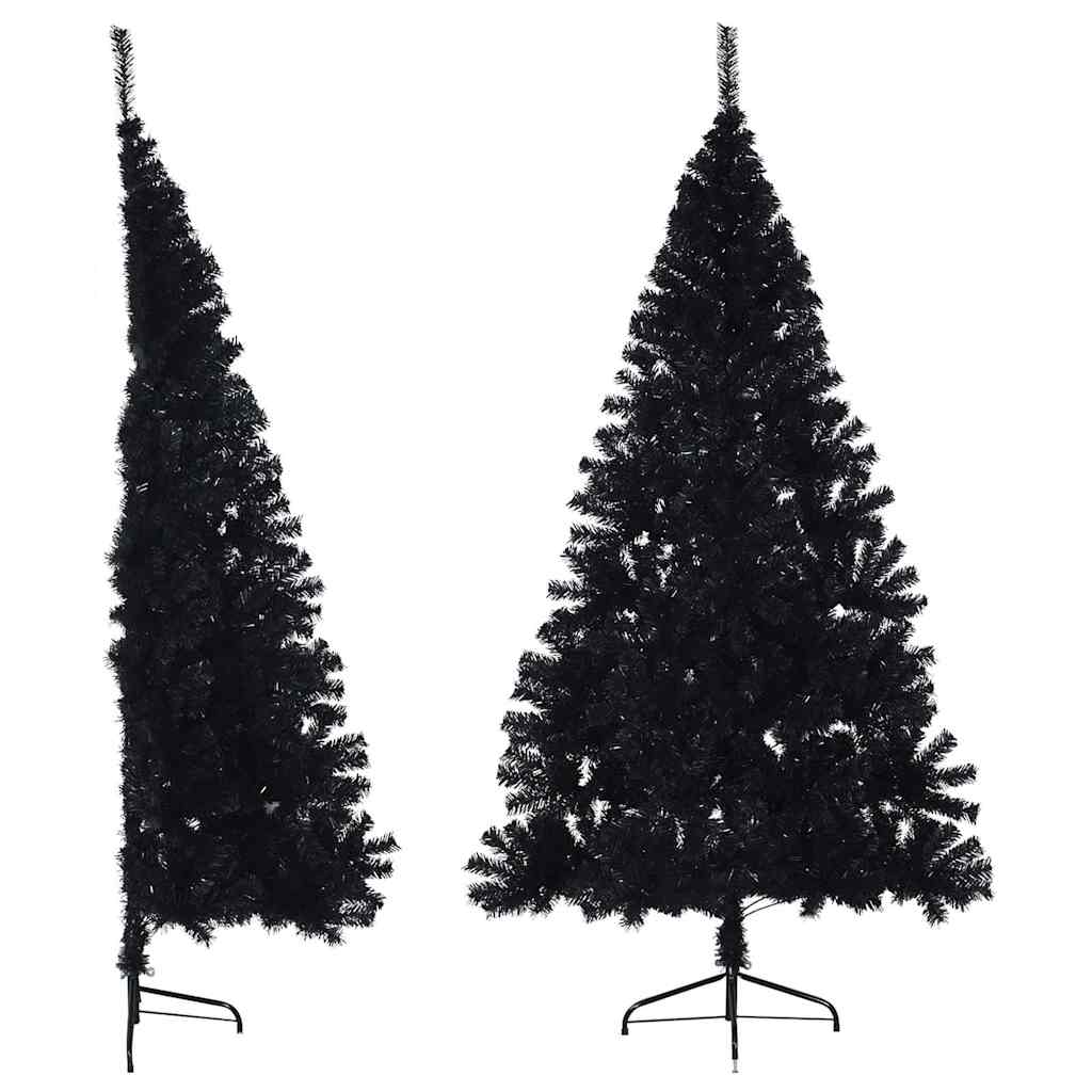 Poolik kunstkuusk alusega, must, 180 cm, PVC