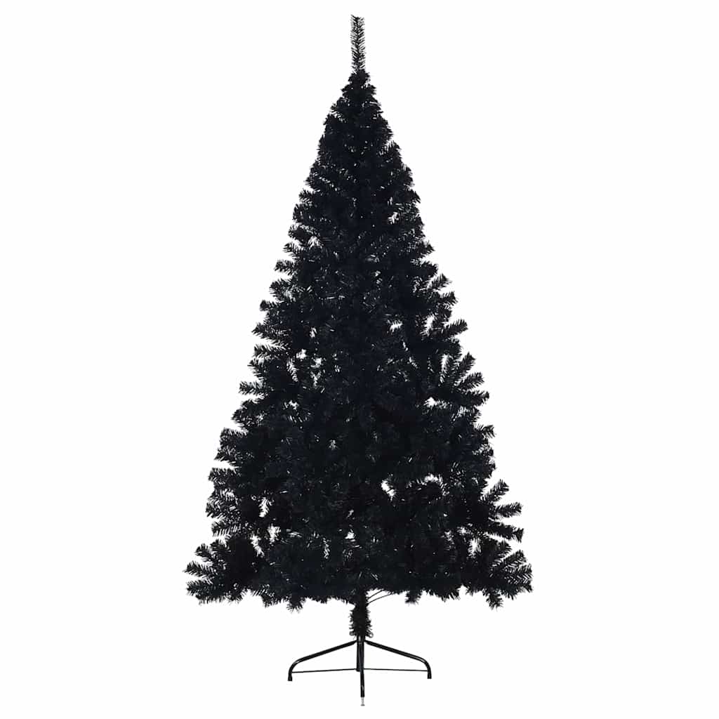 Poolik kunstkuusk alusega, must, 240 cm, PVC