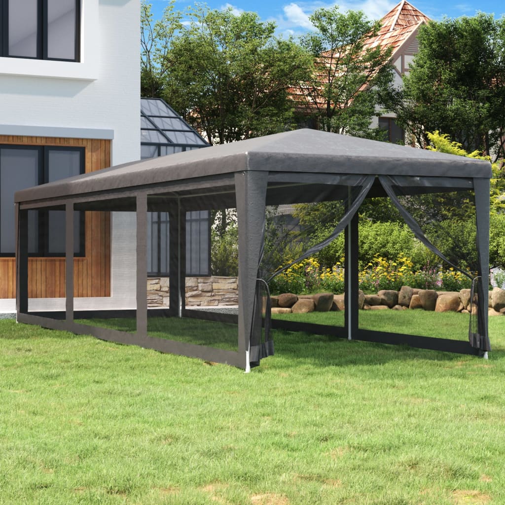 Peotelk 8 võrgust külgseinaga, antratsiithall, 3 x 9 m HDPE