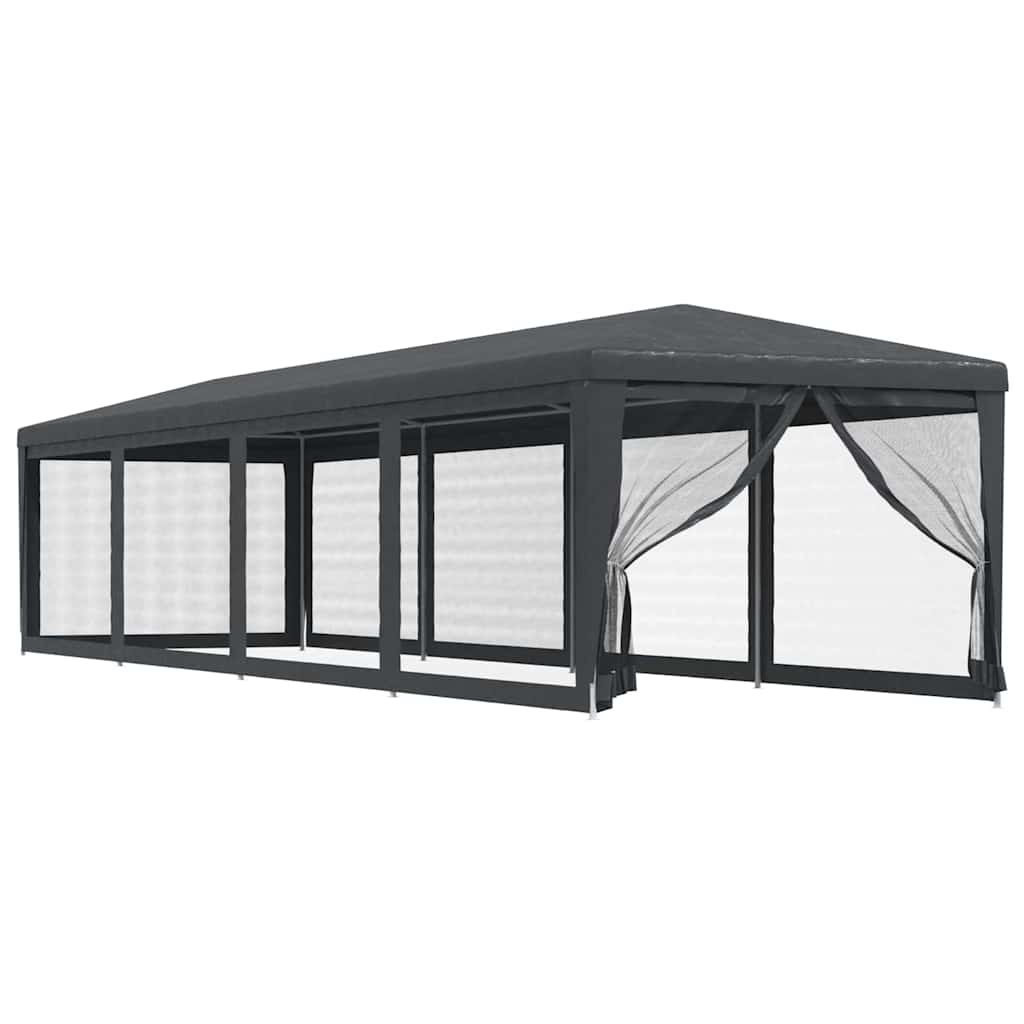 Peotelk 10 võrgust külgseinaga, antratsiithall, 3 x 12 m HDPE