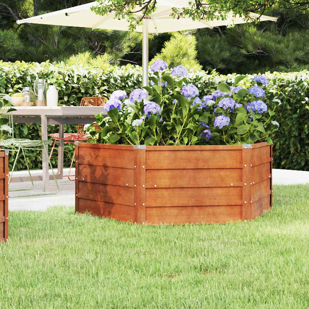Taimekast, rooste, 129 x 129 x 45 cm, Corten-teras