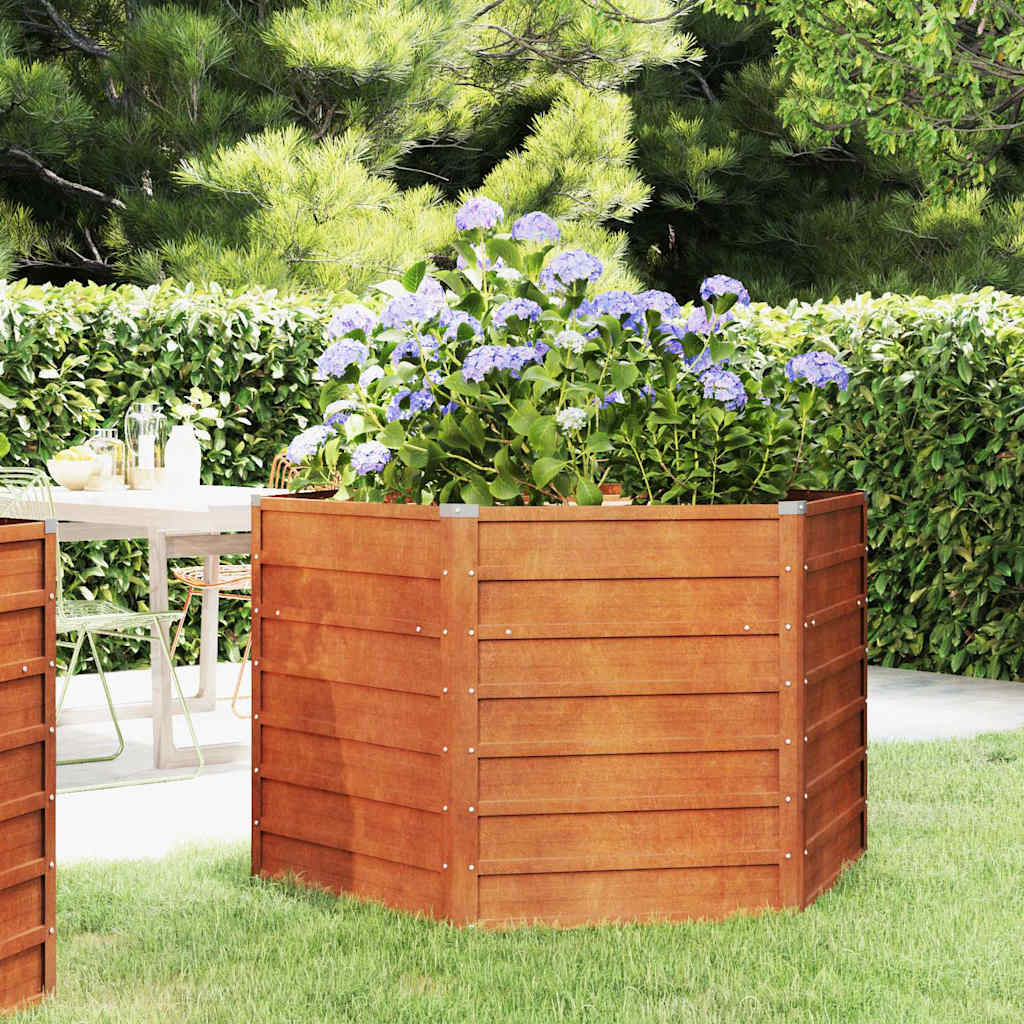Taimekast, rooste, 129 x 129 x 77 cm, Corten-teras