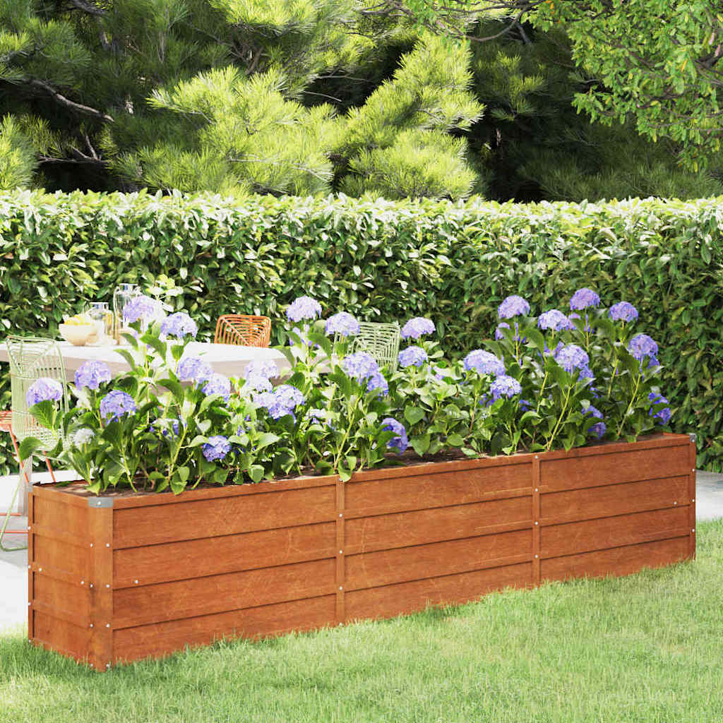 Taimekast, rooste, 240x40x45 cm, Corten-teras