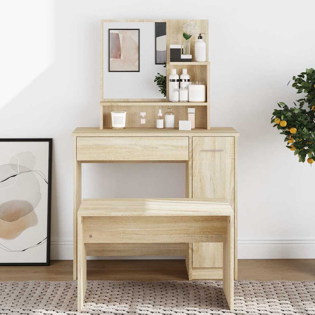 Peegliga tualettlaud, Sonoma tamm, 86,5 x 35 x 136 cm