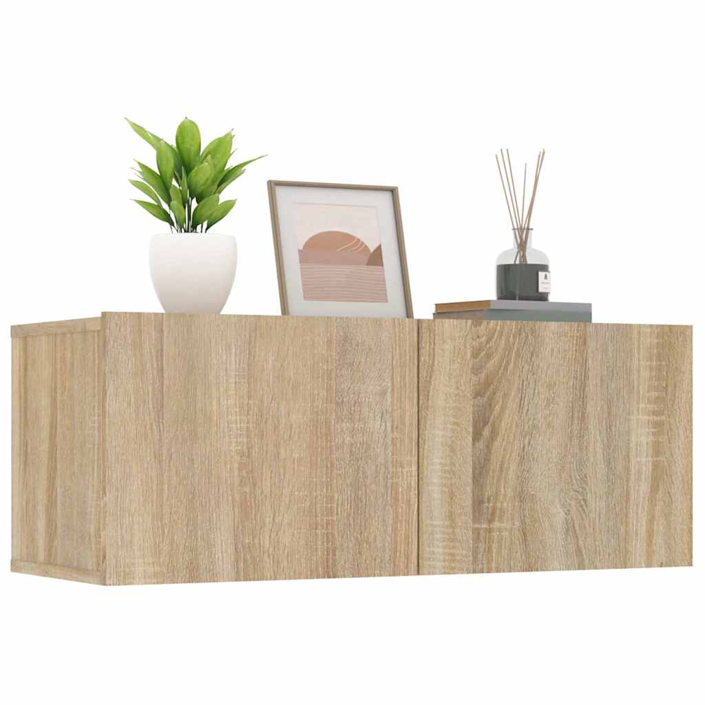 Seina telerikapid, 2 tk, Sonoma tamm, 80x30x30 cm, tehispuit