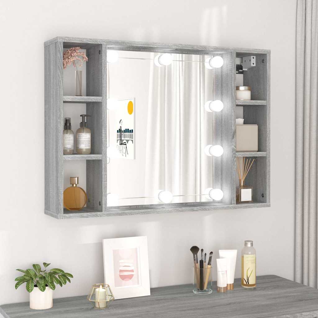 Peegelkapp LEDiga, hall Sonoma tamm, 76 x 15 x 55 cm