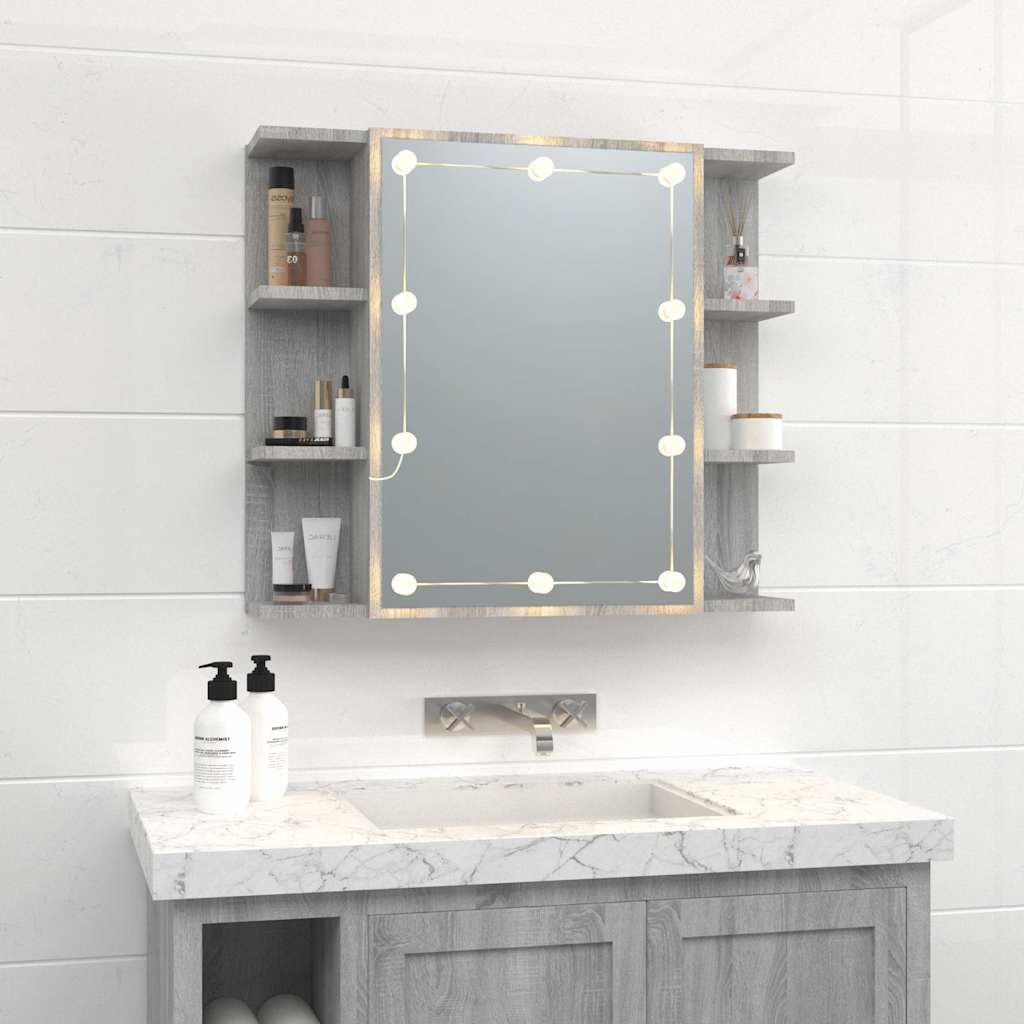 Peegelkapp LEDiga, hall Sonoma tamm, 70 x 16,5 x 60 cm