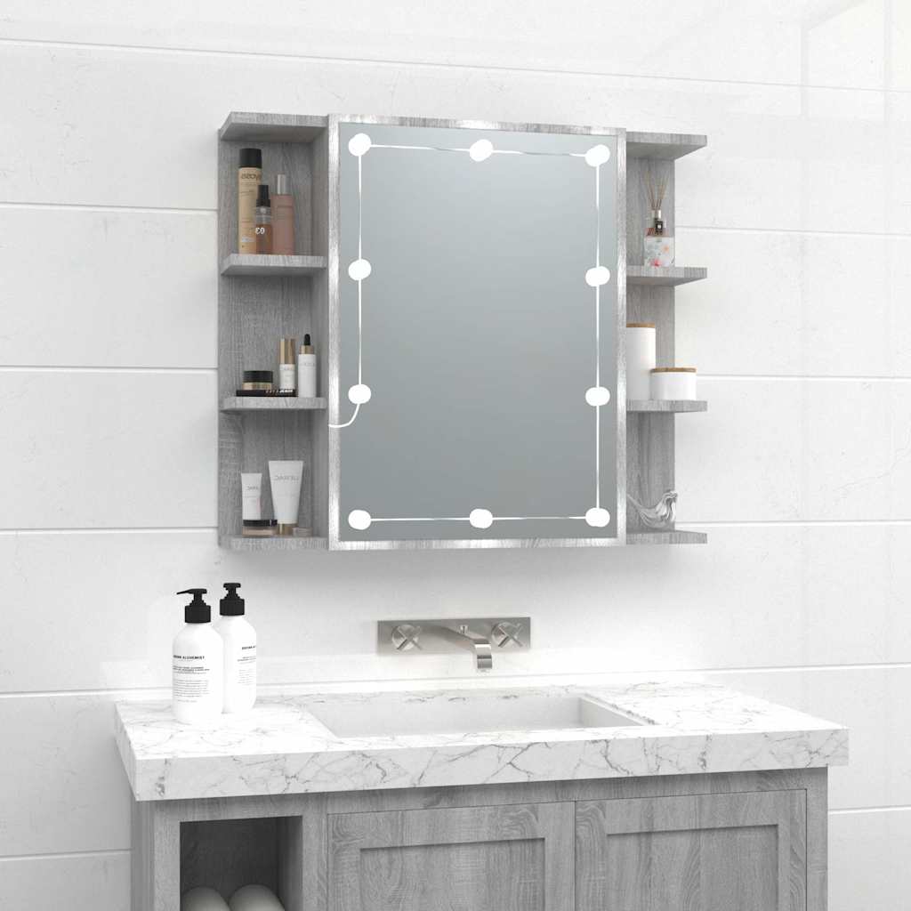 Peegelkapp LEDiga, hall Sonoma tamm, 70 x 16,5 x 60 cm