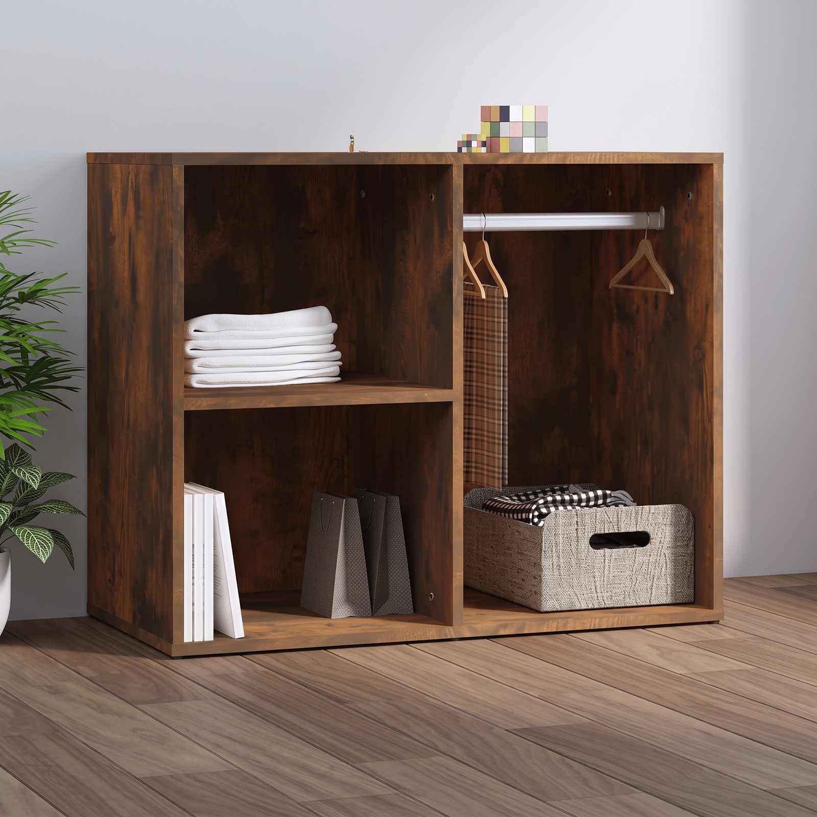 Raamatukapp, suitsutatud tamm, 80x40x65 cm, tehispuit