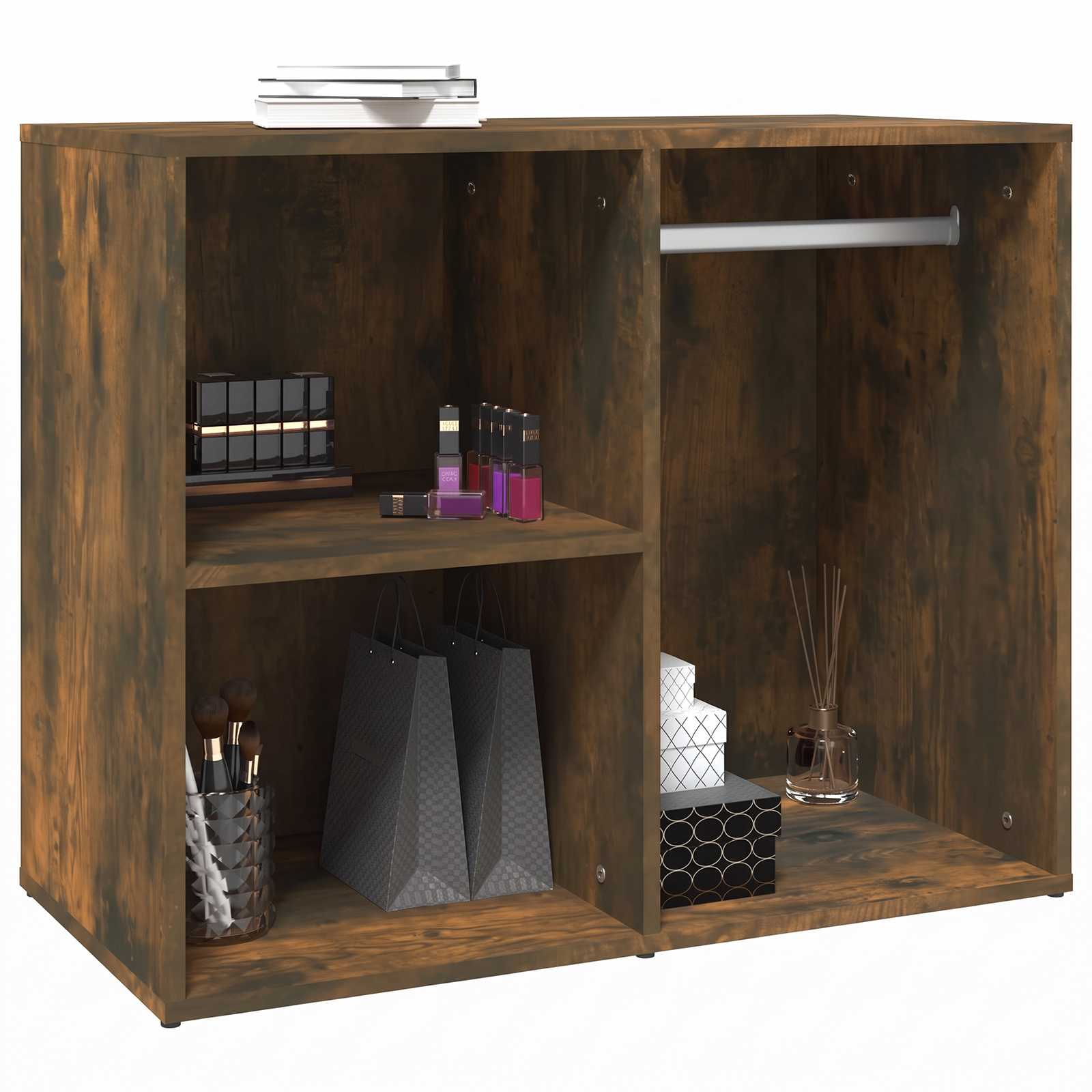Raamatukapp, suitsutatud tamm, 80x40x65 cm, tehispuit