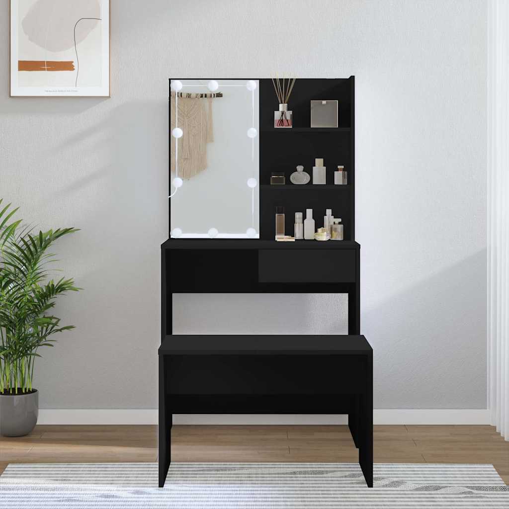 Tualettlaua komplekt LEDiga, must, tehispuit