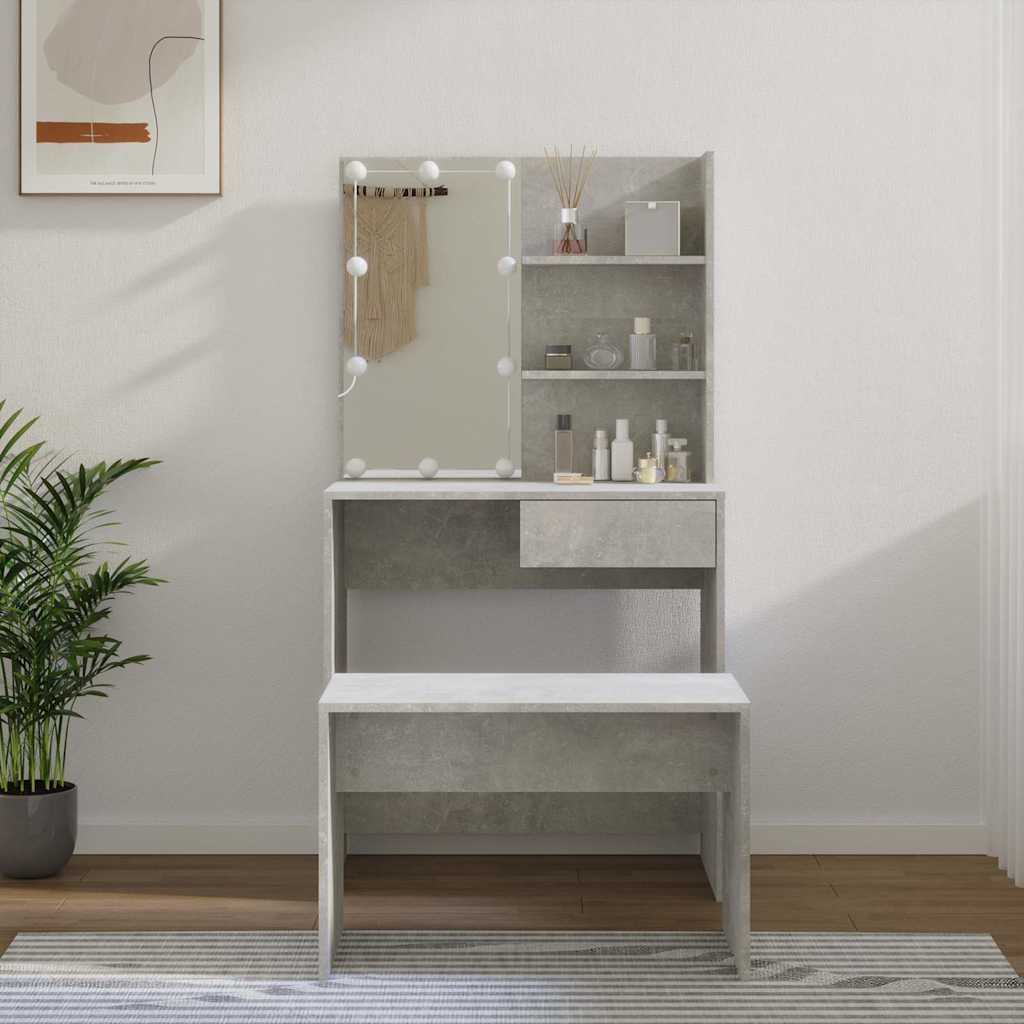 Tualettlaua komplekt LEDiga, betoonhall, tehispuit