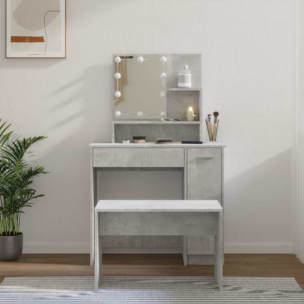 Tualettlaua komplekt LEDiga, betoonhall, tehispuit