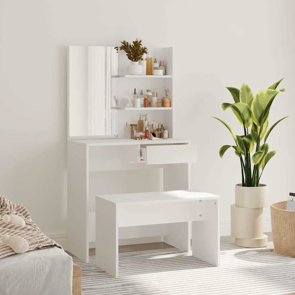 Tualettlaua komplekt, valge, 74,5 x 40 x 141 cm