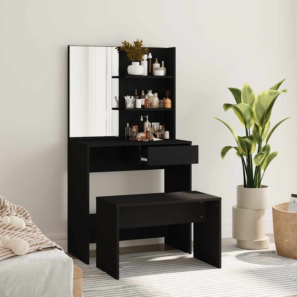 Tualettlaua komplekt, must, 74,5 x 40 x 141 cm