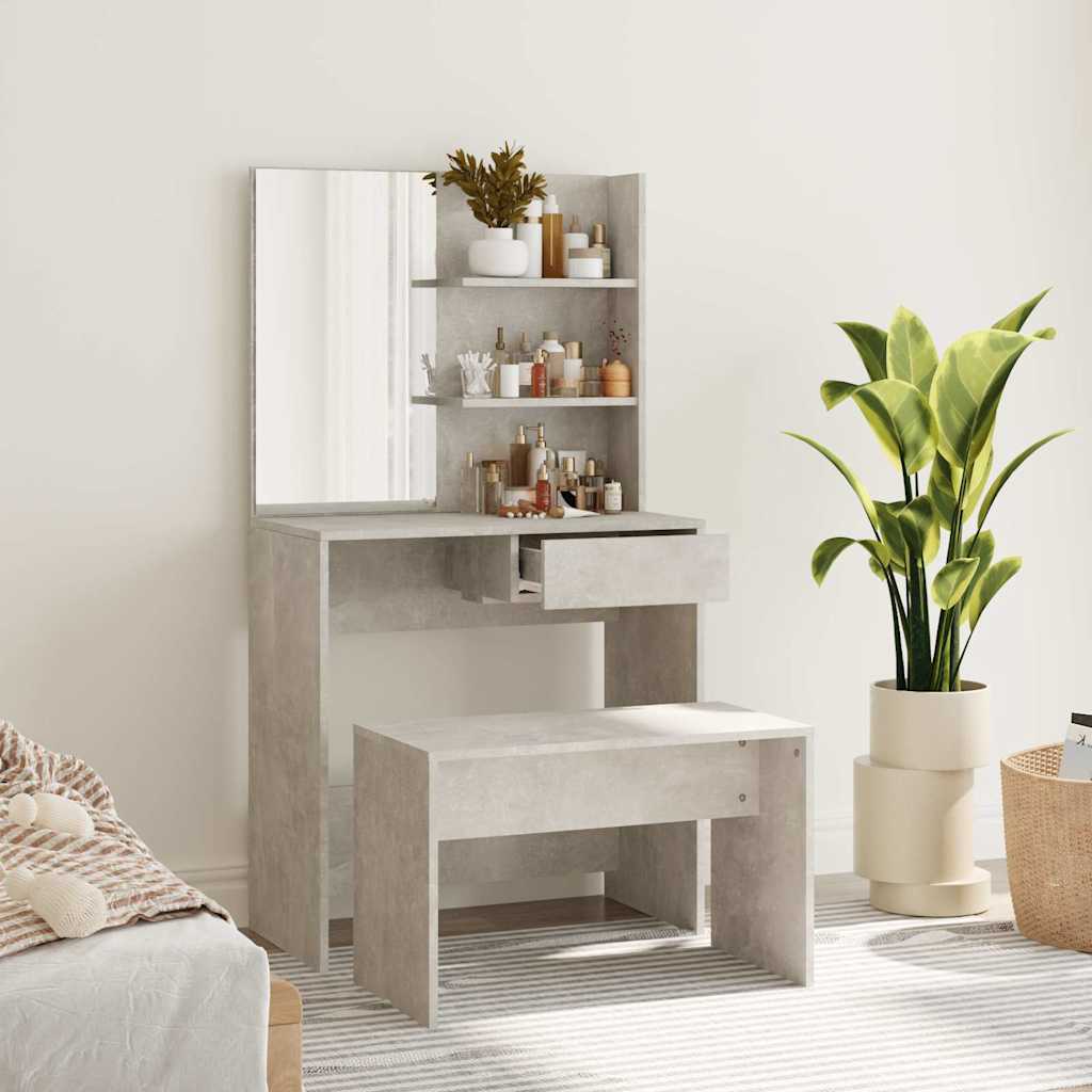 Tualettlaua komplekt, betoonhall, 74,5 x 40 x 141 cm