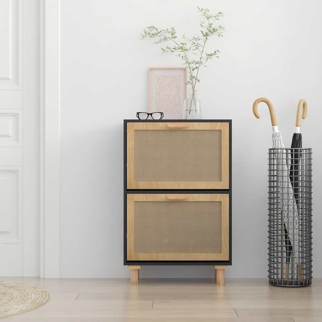 Kingakapp, must, 52x25x80 cm, tehispuit ja naturaalne rotang