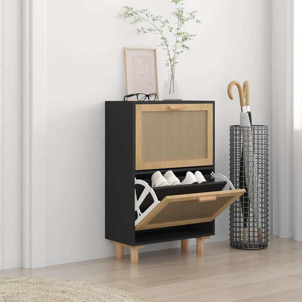 Kingakapp, must, 52x25x80 cm, tehispuit ja naturaalne rotang