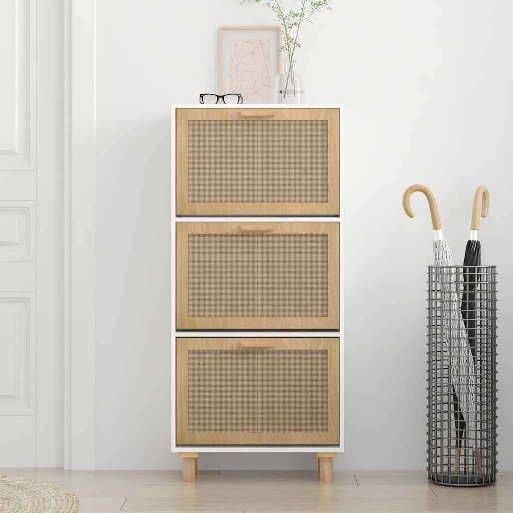 Kingakapp, valge, 52x25x115 cm, tehispuit ja naturaalne rotang