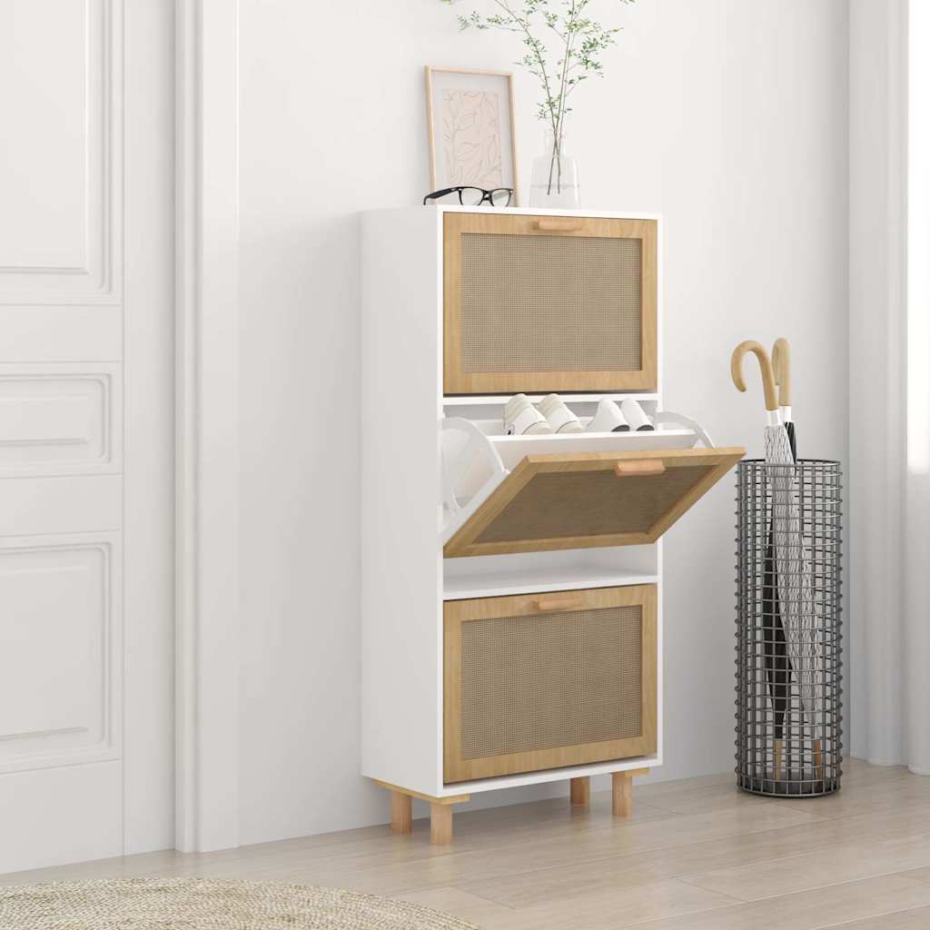 Kingakapp, valge, 52x25x115 cm, tehispuit ja naturaalne rotang
