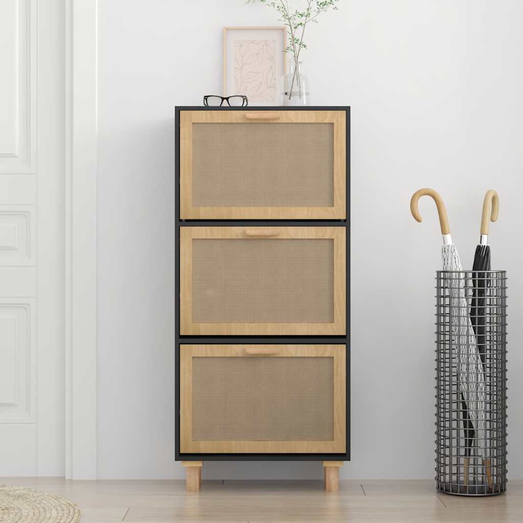Kingakapp, must, 52x25x115 cm, tehispuit ja naturaalne rotang