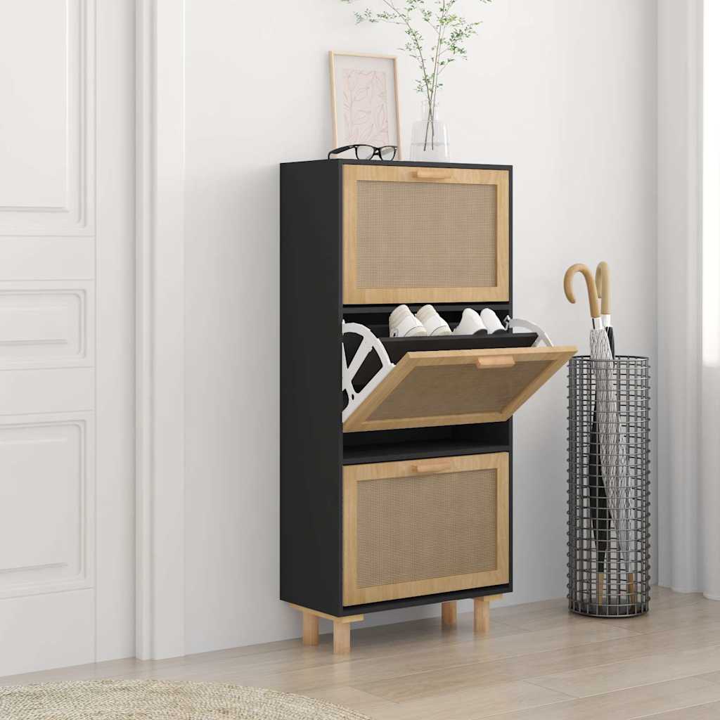 Kingakapp, must, 52x25x115 cm, tehispuit ja naturaalne rotang