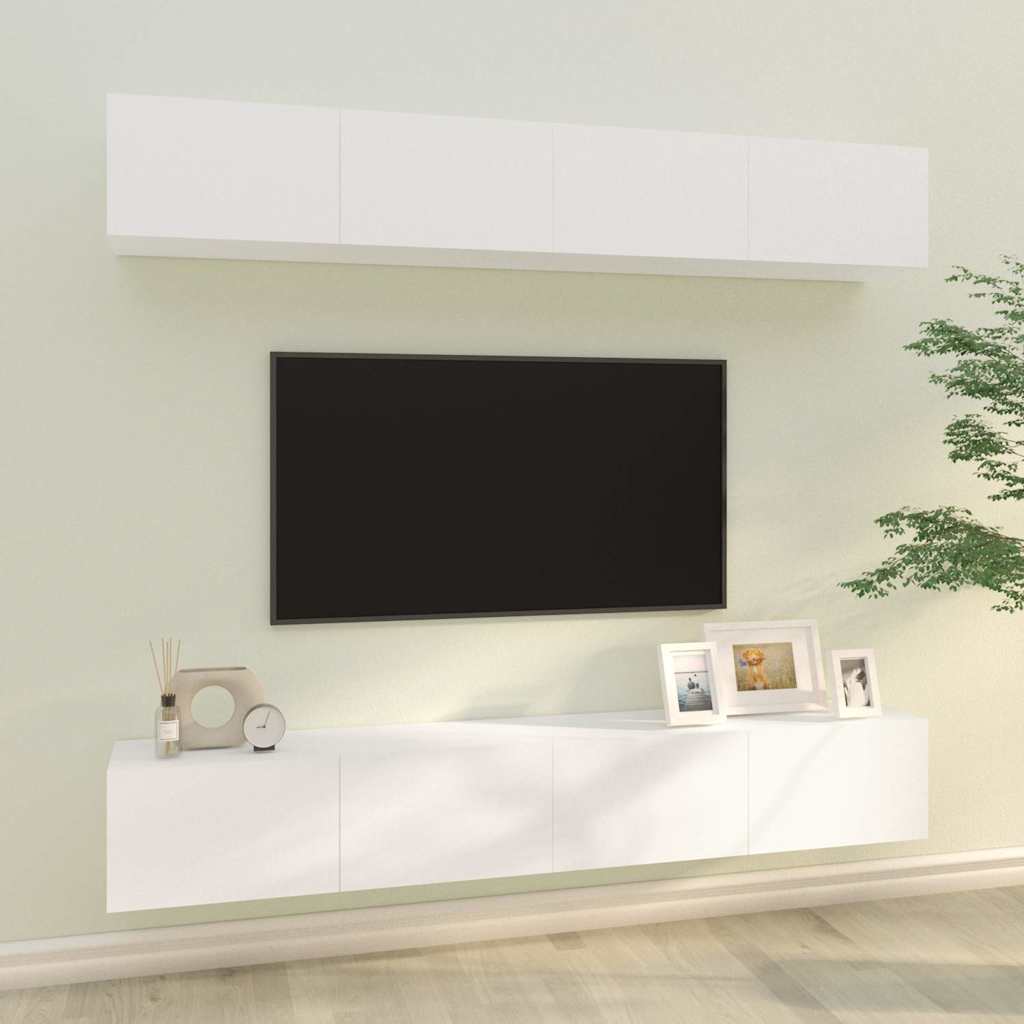 Seina telerikapid 4 tk, valge, 100 x 30 x 30 cm