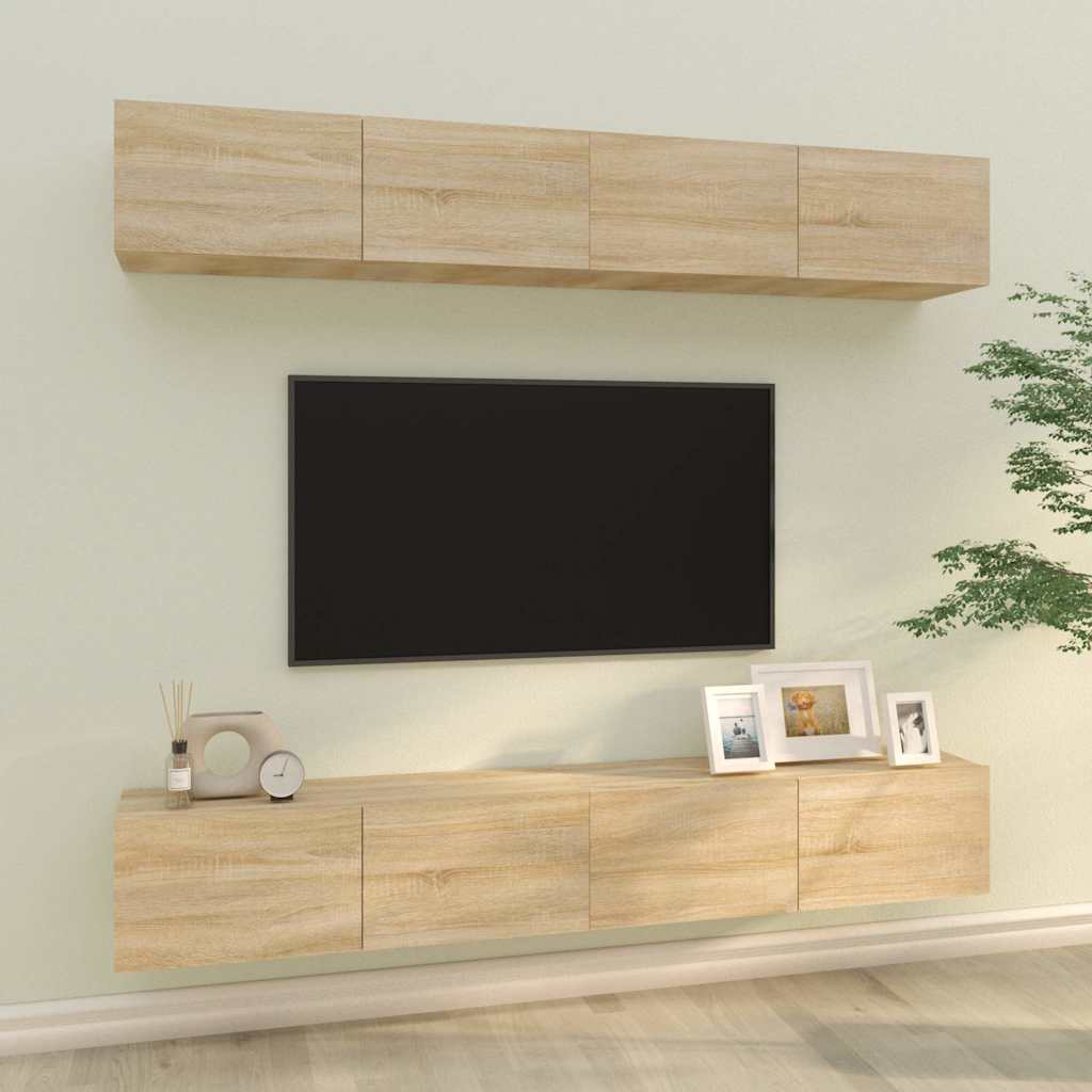 Seina telerikapid 4 tk, Sonoma tamm, 100 x 30 x 30 cm