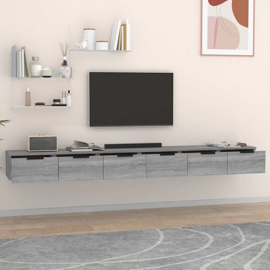 Seinakapid 2 tk, hall Sonoma tamm 102x30x20 cm tehispuit