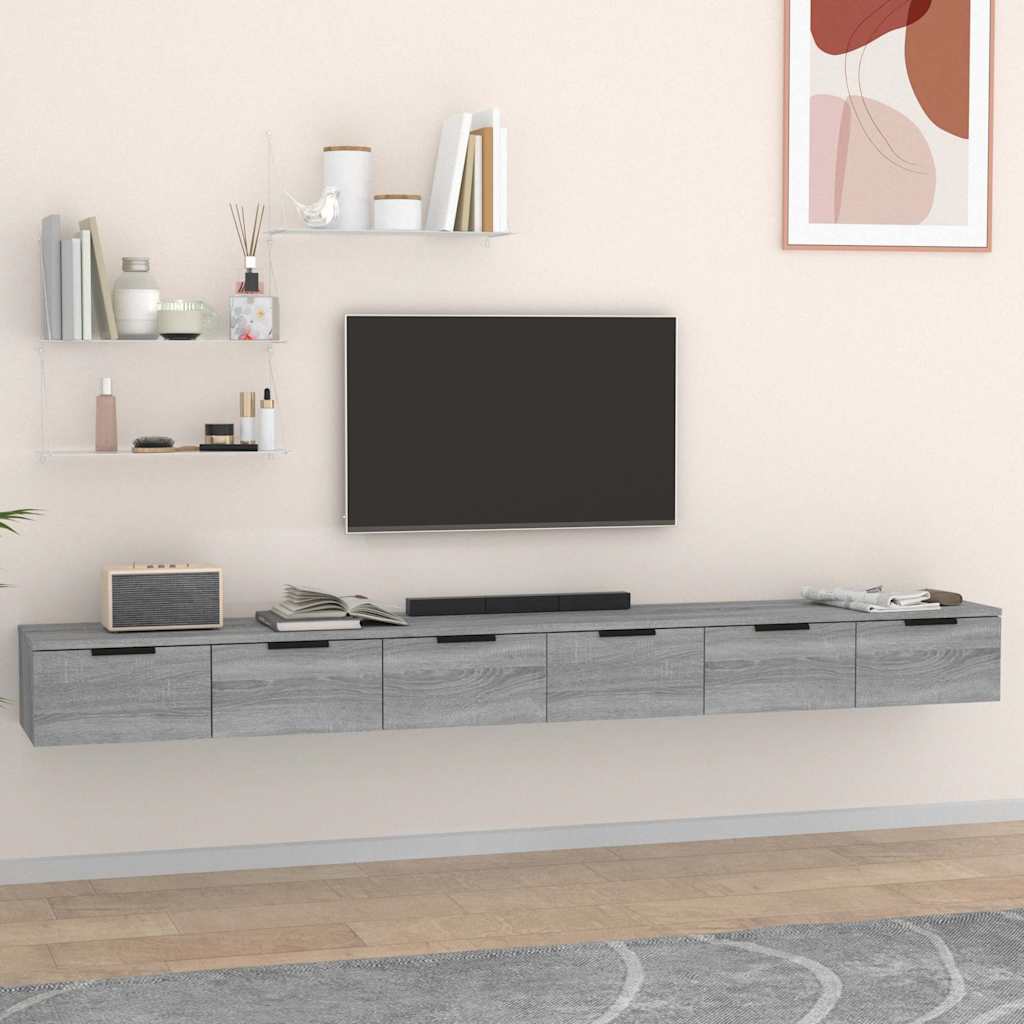 Seinakapid 2 tk, hall Sonoma tamm 102x30x20 cm tehispuit