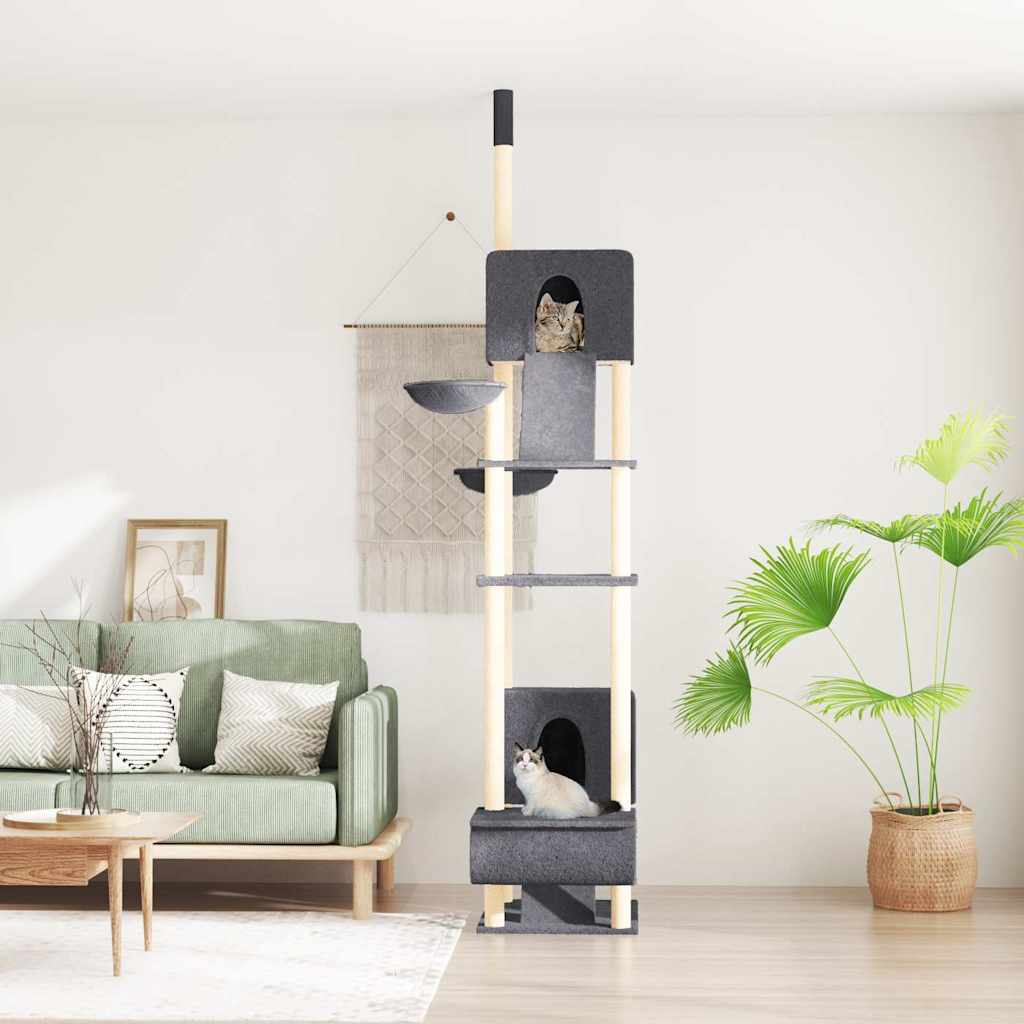 Põrandast laeni kassi kraapimispuu, tumehall, 277 - 303 cm