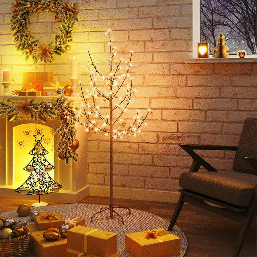 Kirsiõitega LED-puu, soe valge, 84 LEDi, 120 cm