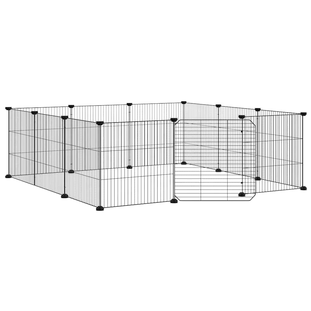 12-paneeliga lemmikloomapuur uksega, must, 105 x 105 x 35 cm, teras