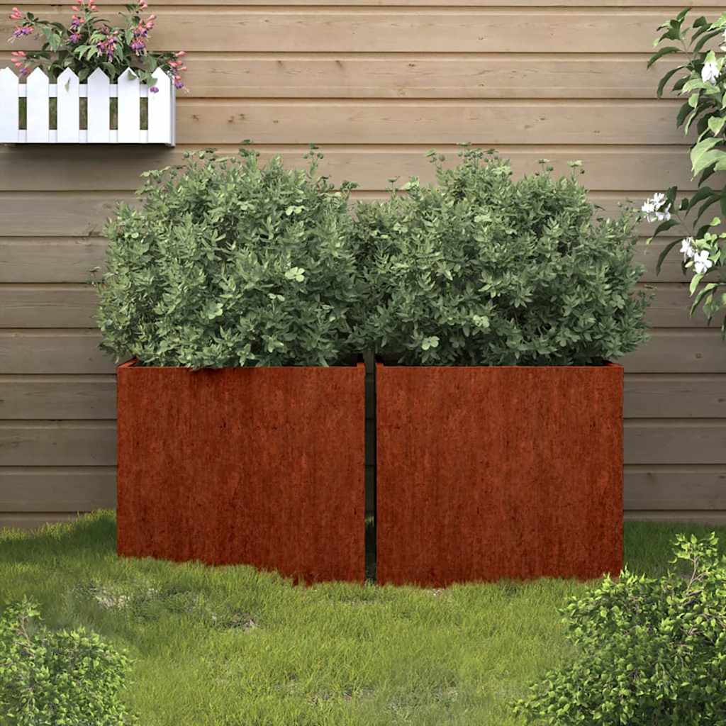 Taimekast, 2 tk, 32x30x29 cm, Corten teras