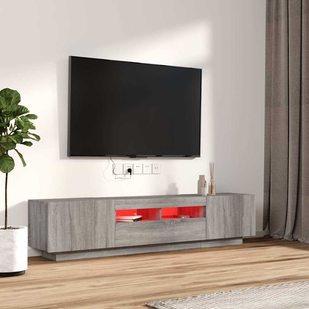 2-osaline telerikapikomplekt, LED, hall Sonoma tamm, tehispuit