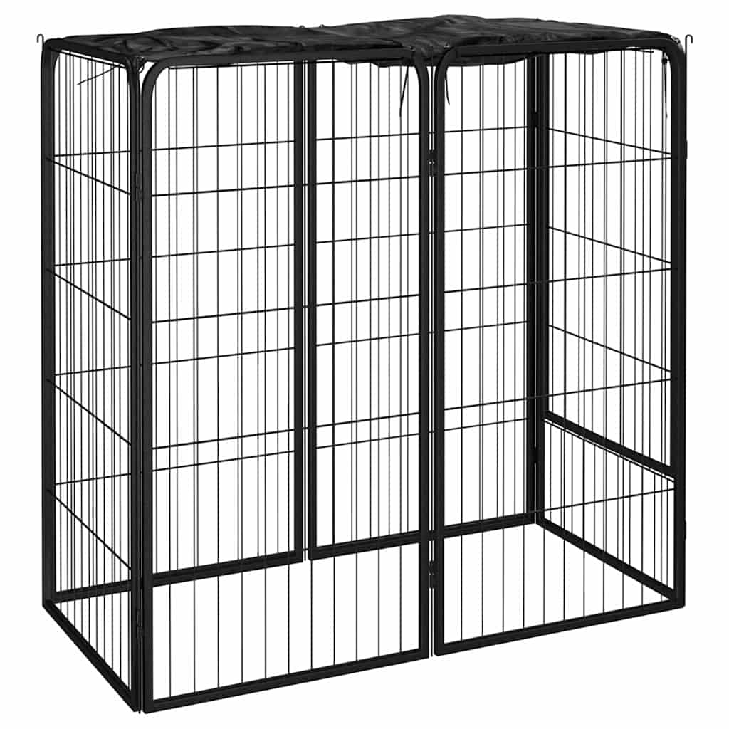 Koera mänguaedik 6 paneeli must 50x100 cm, pulbervärvitud teras