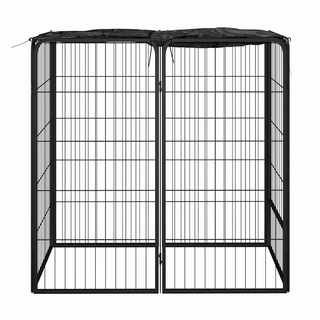 Koera mänguaedik 6 paneeli must 50x100 cm, pulbervärvitud teras