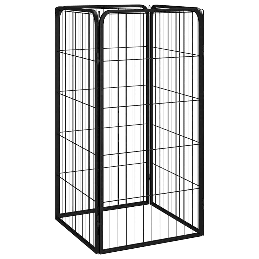 Koera mänguaedik 4 paneeli must 50x100 cm, pulbervärvitud teras
