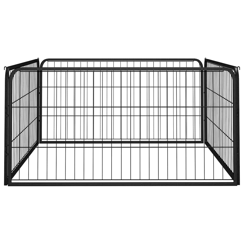 Koera mänguaedik 4 paneeli must 100x50 cm pulbervärvitud teras